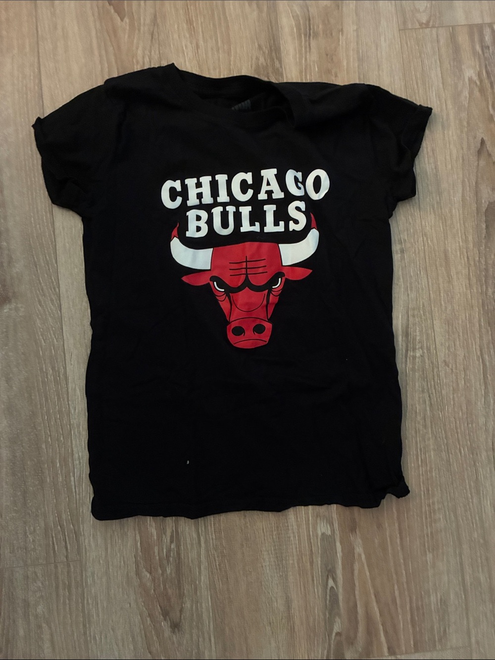 NBA Chicago Bulls Black Tee with Red Logo